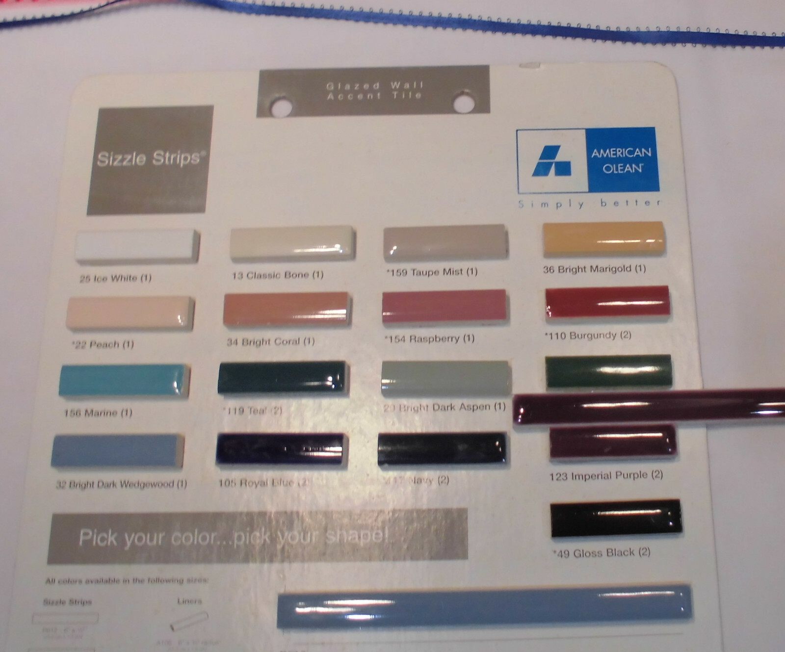 1 pc. *Imperial Purple* Ceramic Tile; Pencil – Liner – Sizzle: 1/2″ X 6″ AO NEW