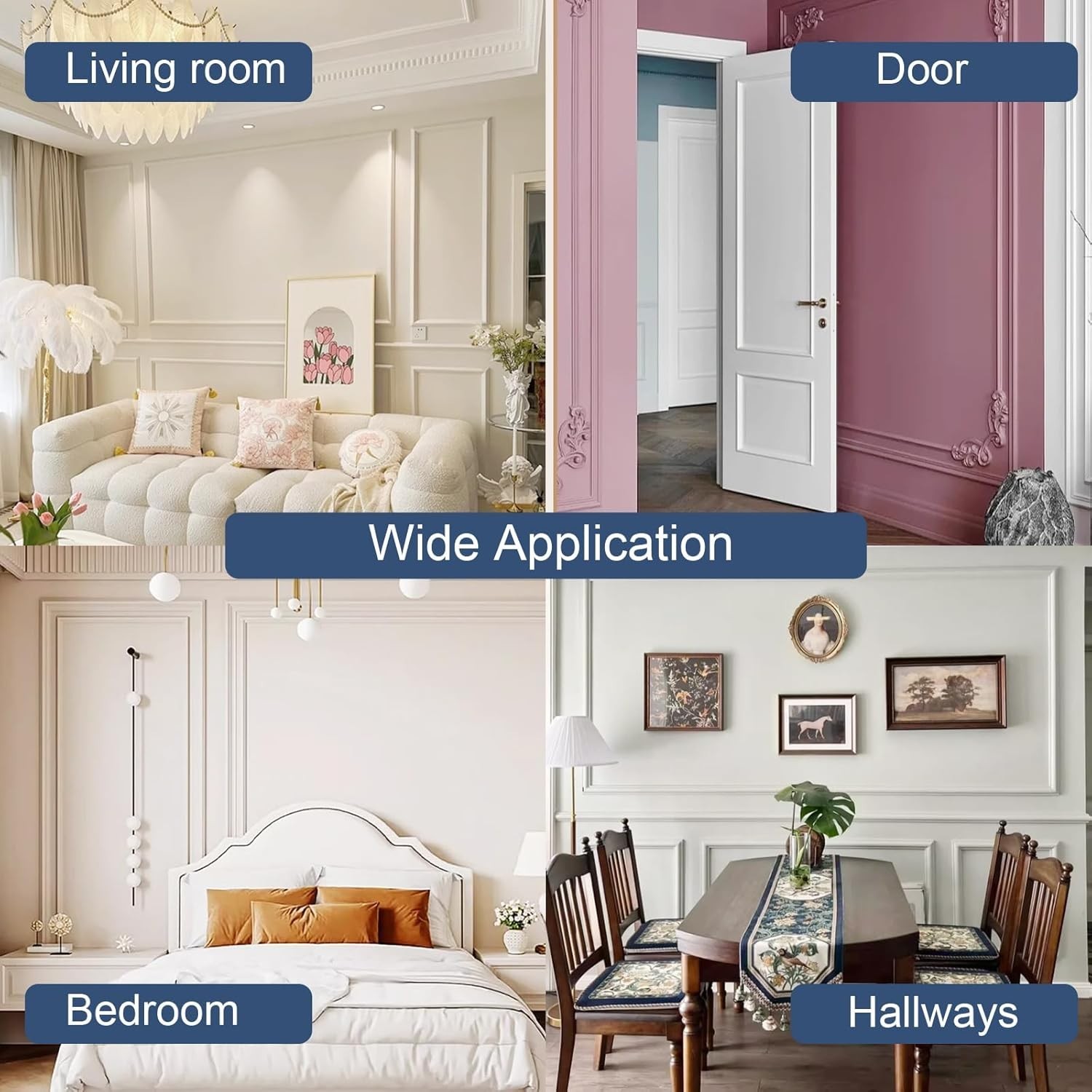 4 Set Peel and Stick Wall Molding Trim Kit, 16″ x24″ Premade Wainscoting Pane…