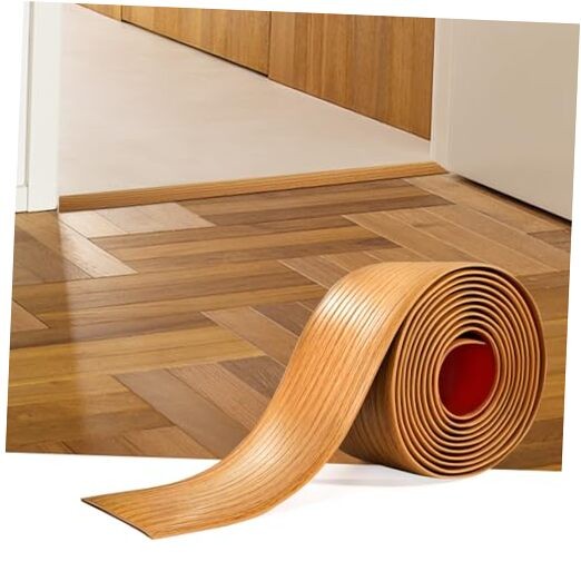 Vinyl Floor Transition Strip Self Adhesive 2 2 in，20 FT Light brown wood grain