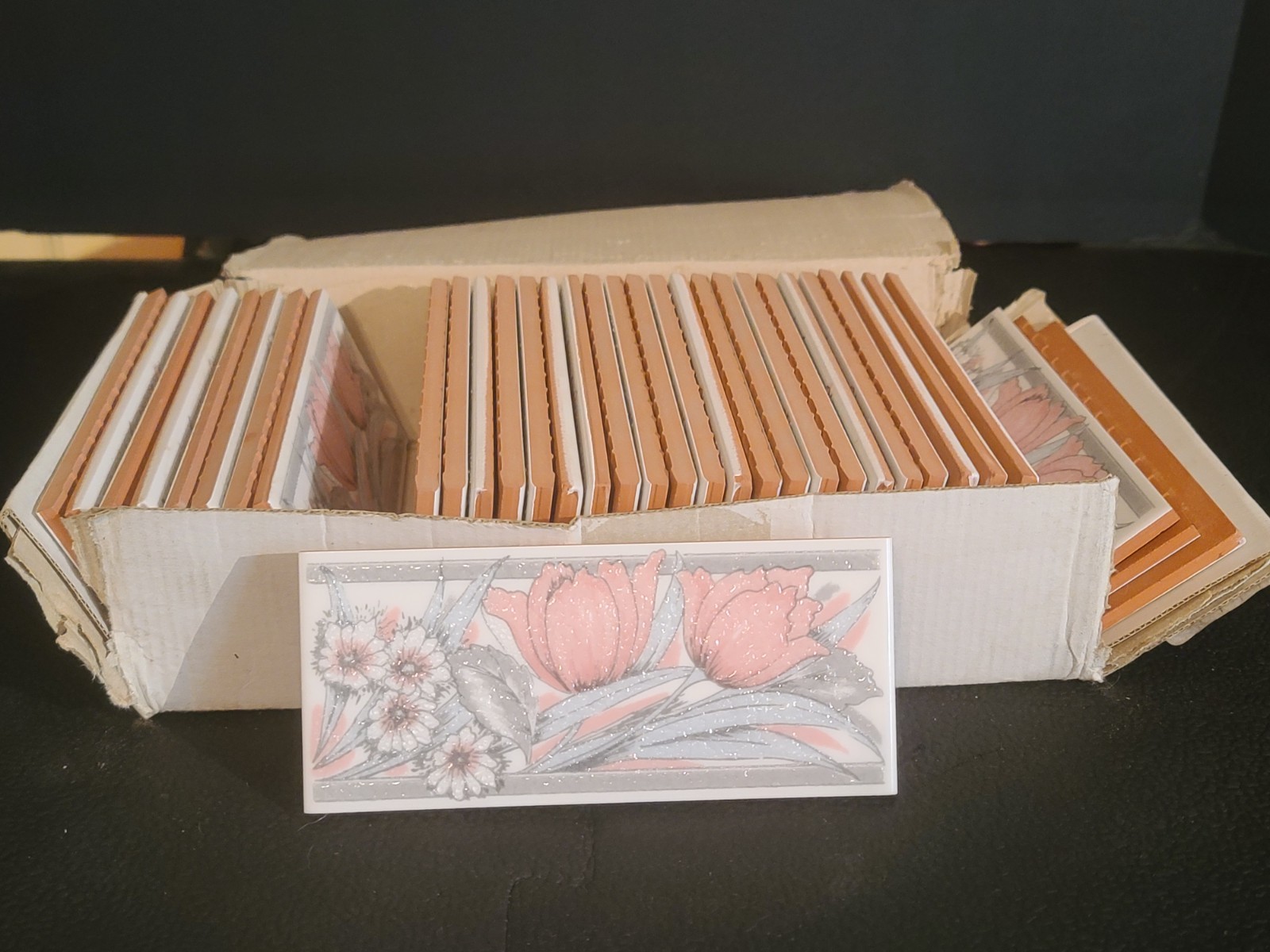 (LOT OF 34) Unique Beutiful Made Spain Subway Accent Ceramic Tile 5-7/8 X 2-5/8