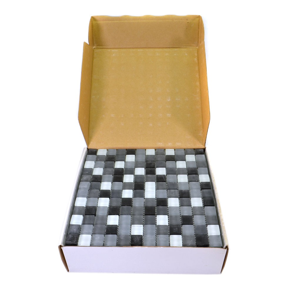 (11) Sheets Maniscalco Mosaic Glass Tile Storm Frosted 23x23x8mm 1.0sq.m