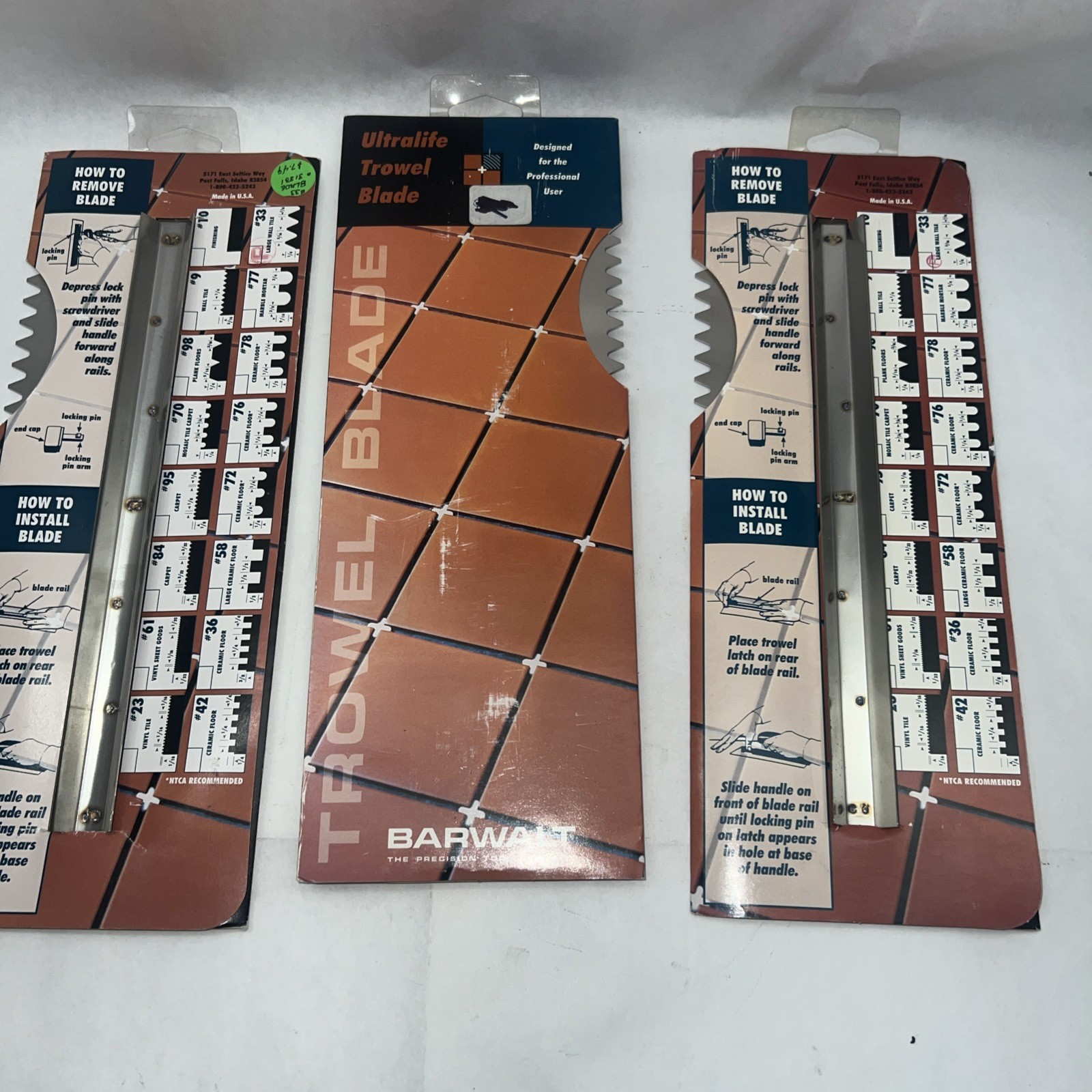 Barwalt 31331 Tile and Wood Flooring Trowel Blade #33 Lot of 3