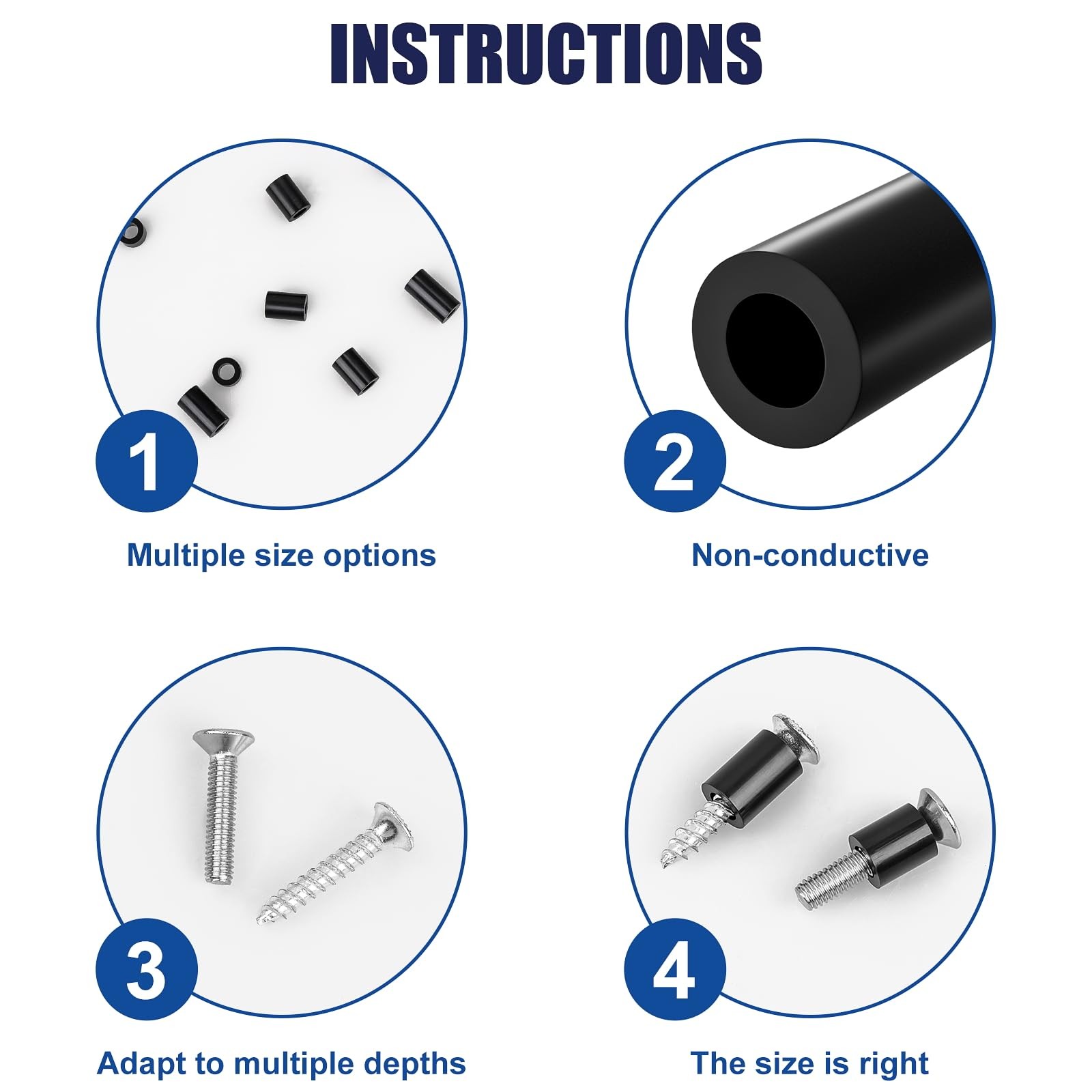 345 Pcs Black Nylon Electrical Outlet Spacers Kit – One Size, 345pcs