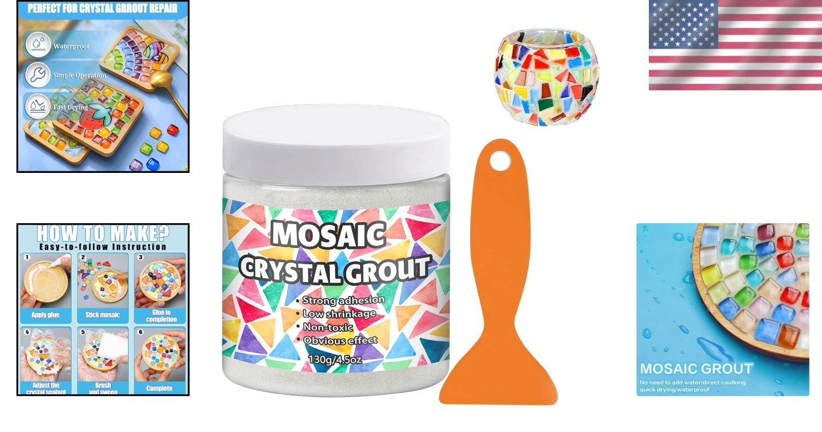 Crystal Grout for Mosaics Water Resistant DIY Craft Tile Accessories