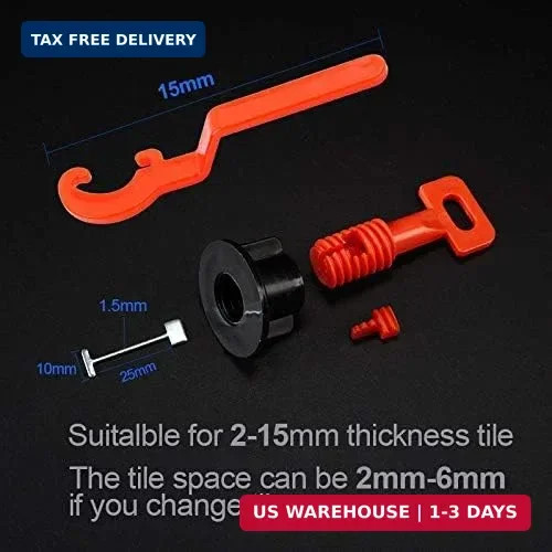 Tile Leveling System Kit 100pcs Reusable Leveler + 500pcs 2mm Spacers 2 Wrenches
