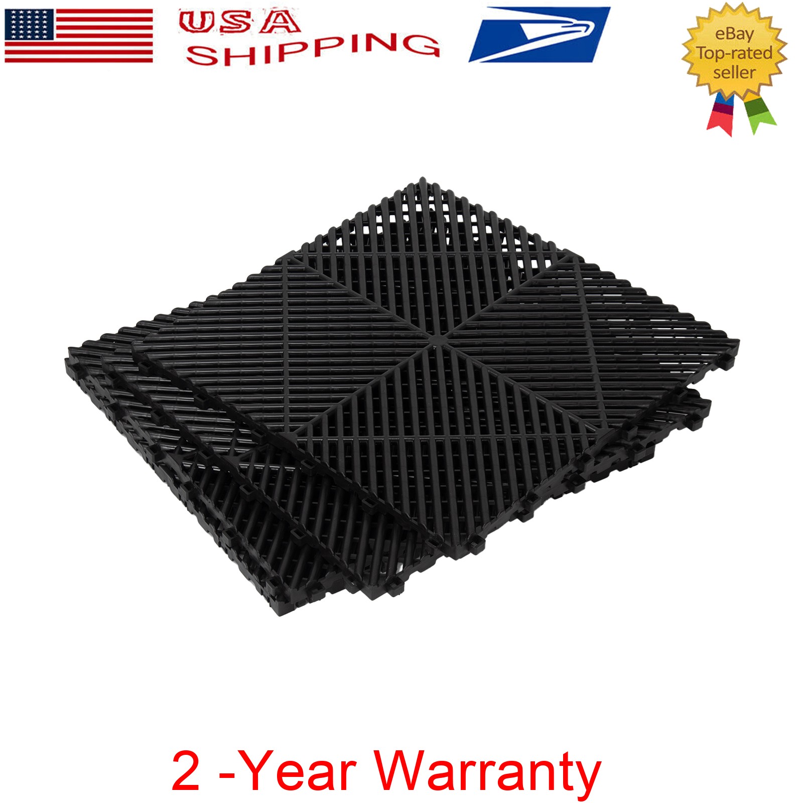 50Pcs Garage Floor Tiles Interlocking PVC 15.75”x15.75” Vented Water Drainage