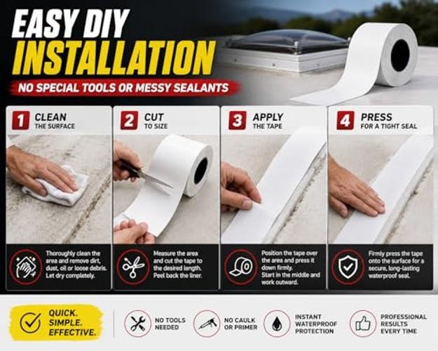 RV Roof Seal Tape 4 Inch x 55 Ft White – Professional Grade Butyl Sealant for