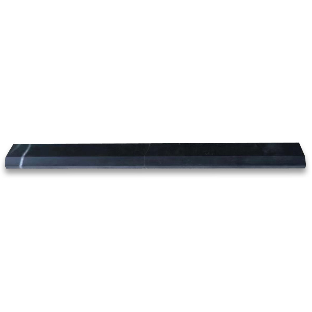 N19H Nero Marquina Black Marble Beveled Pencil Edging Trim Molding Honed