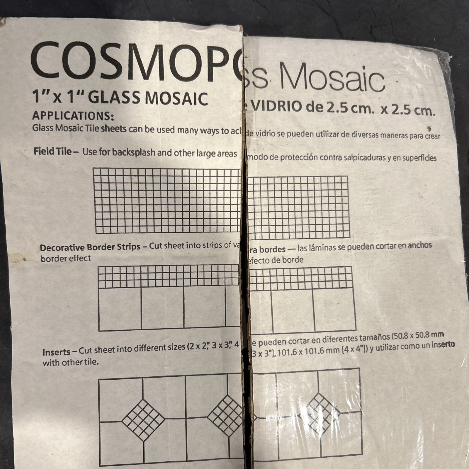 Mosaic Glass Tile 1″x1″ 1×1 Sheet Cosmopolitan Backsplash Accent Used Partial