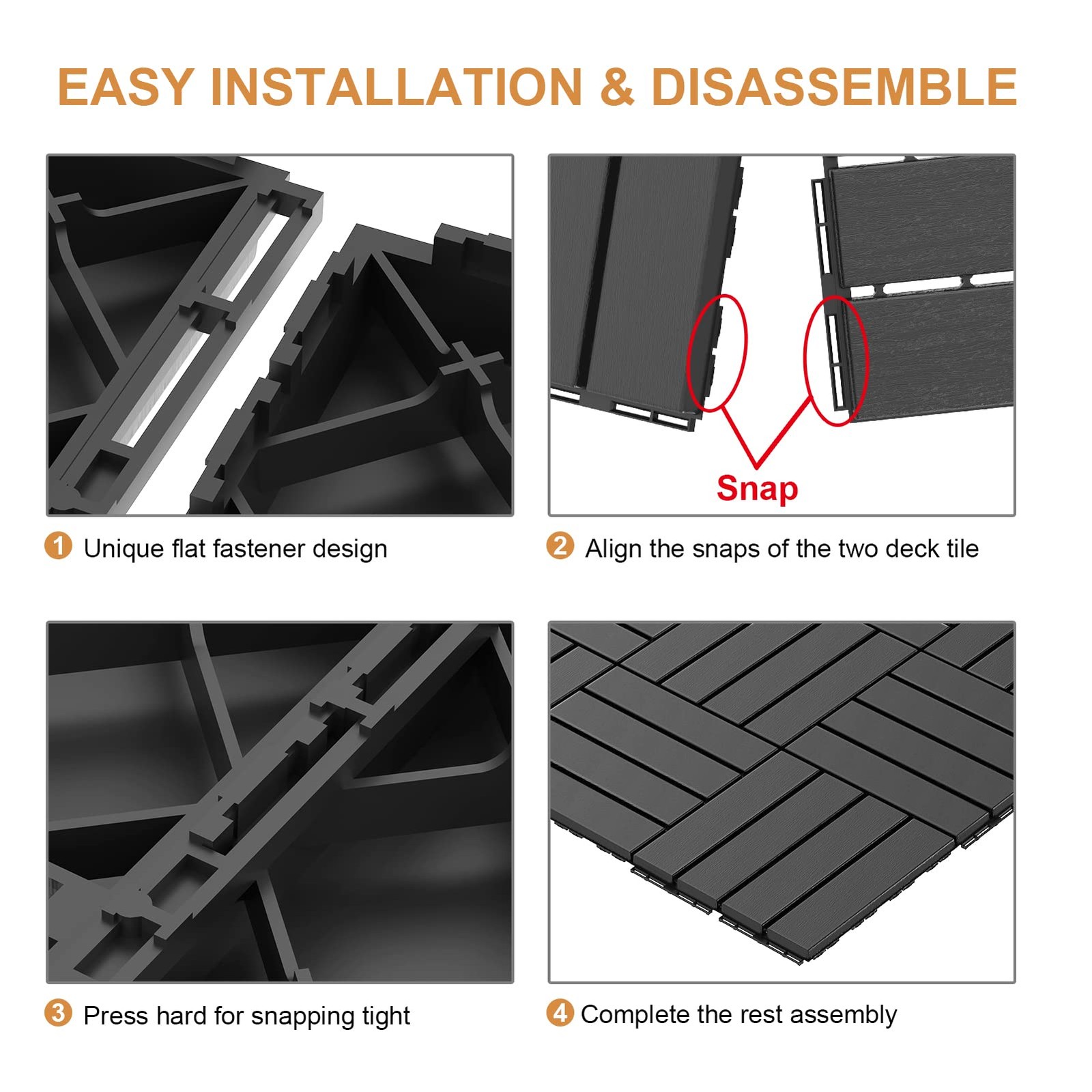 Goovilla Plastic Interlocking Deck Tiles, 9 Pack , 12×12 Waterproof Outdoor Floo