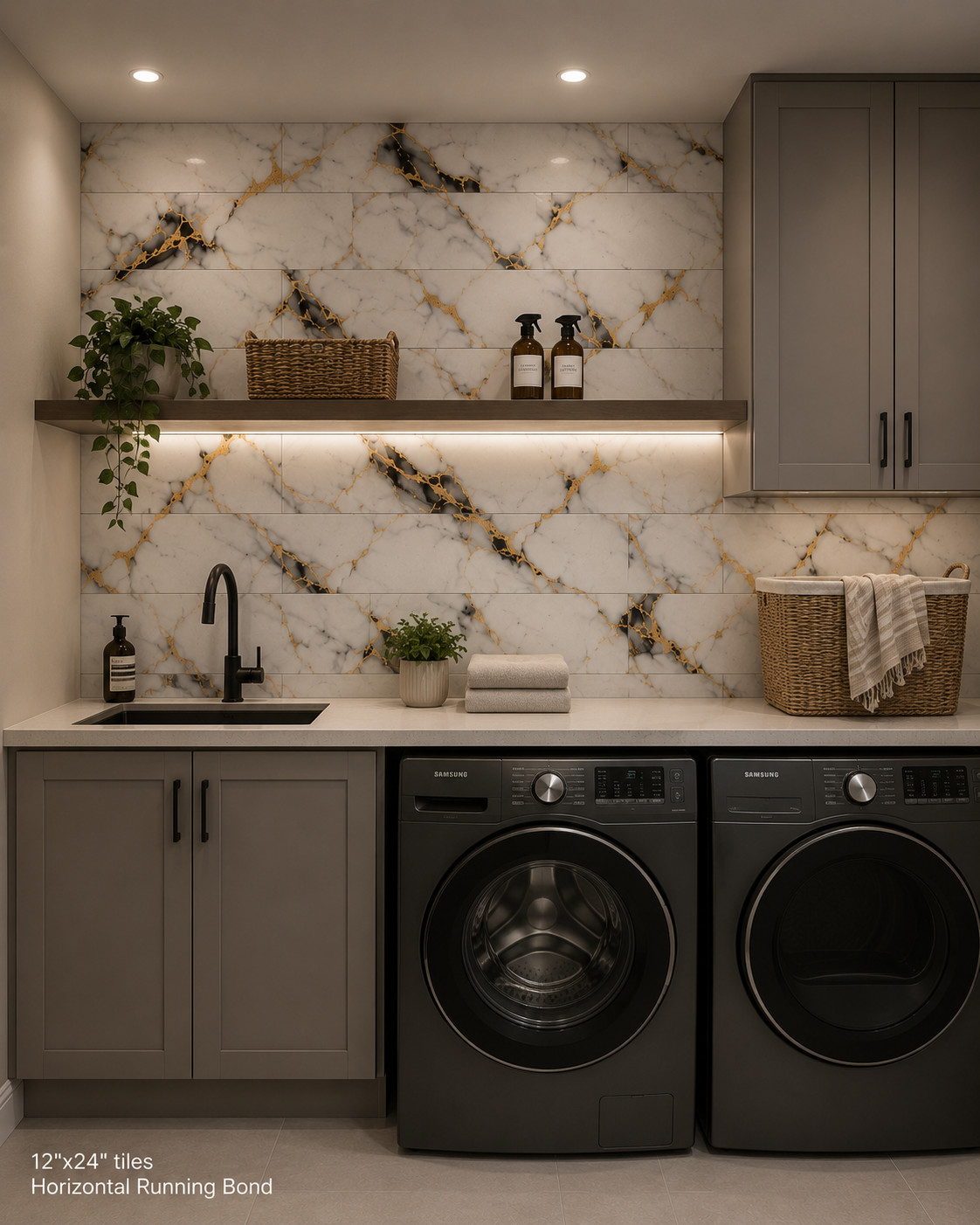 Peel and Stick Backsplash Tiles 20pc 12×24″ Faux Marble Self-Adhesive Wall Tile