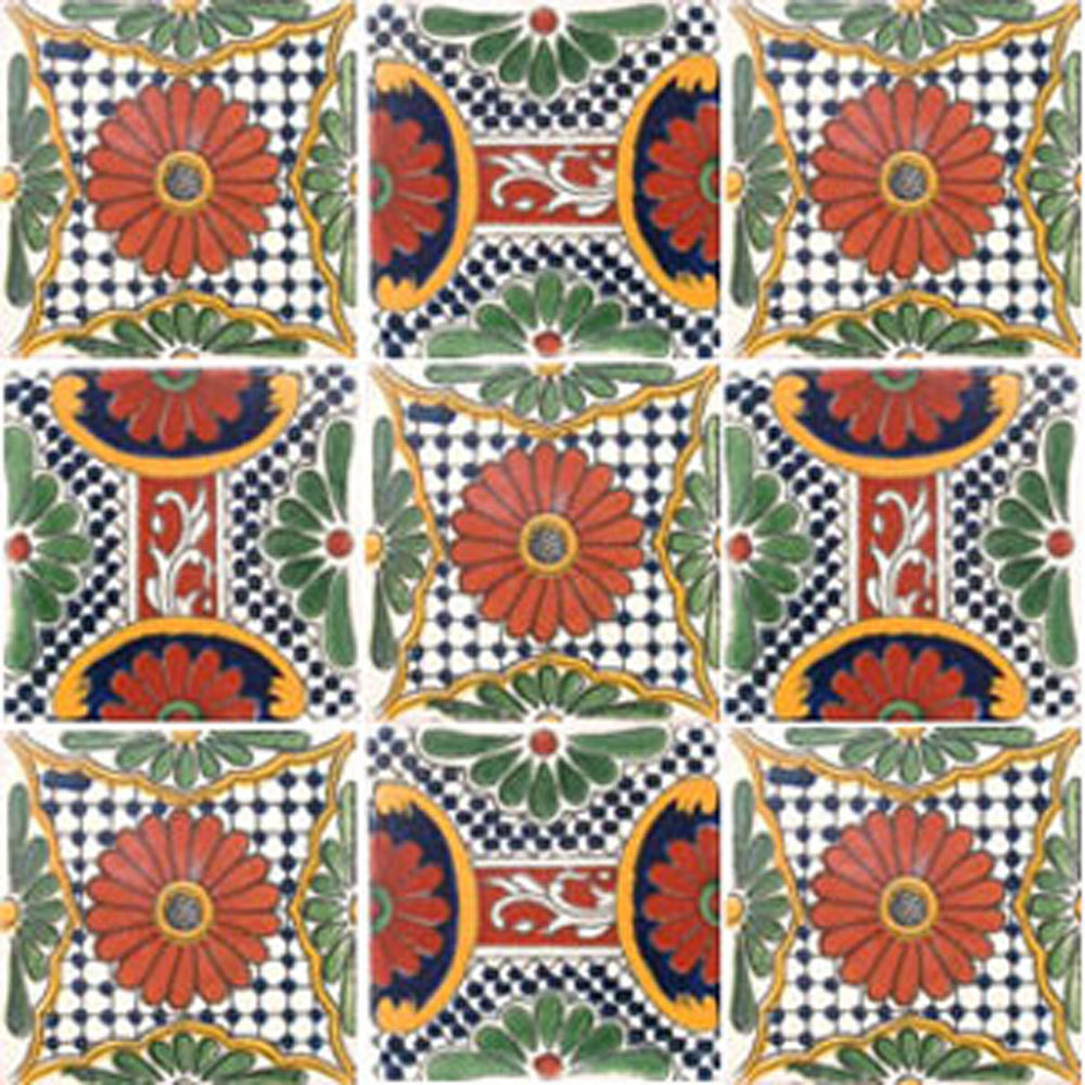 SET #102) With NINE Mexican Tiles Ceramic Clay Handcrafted Mexico