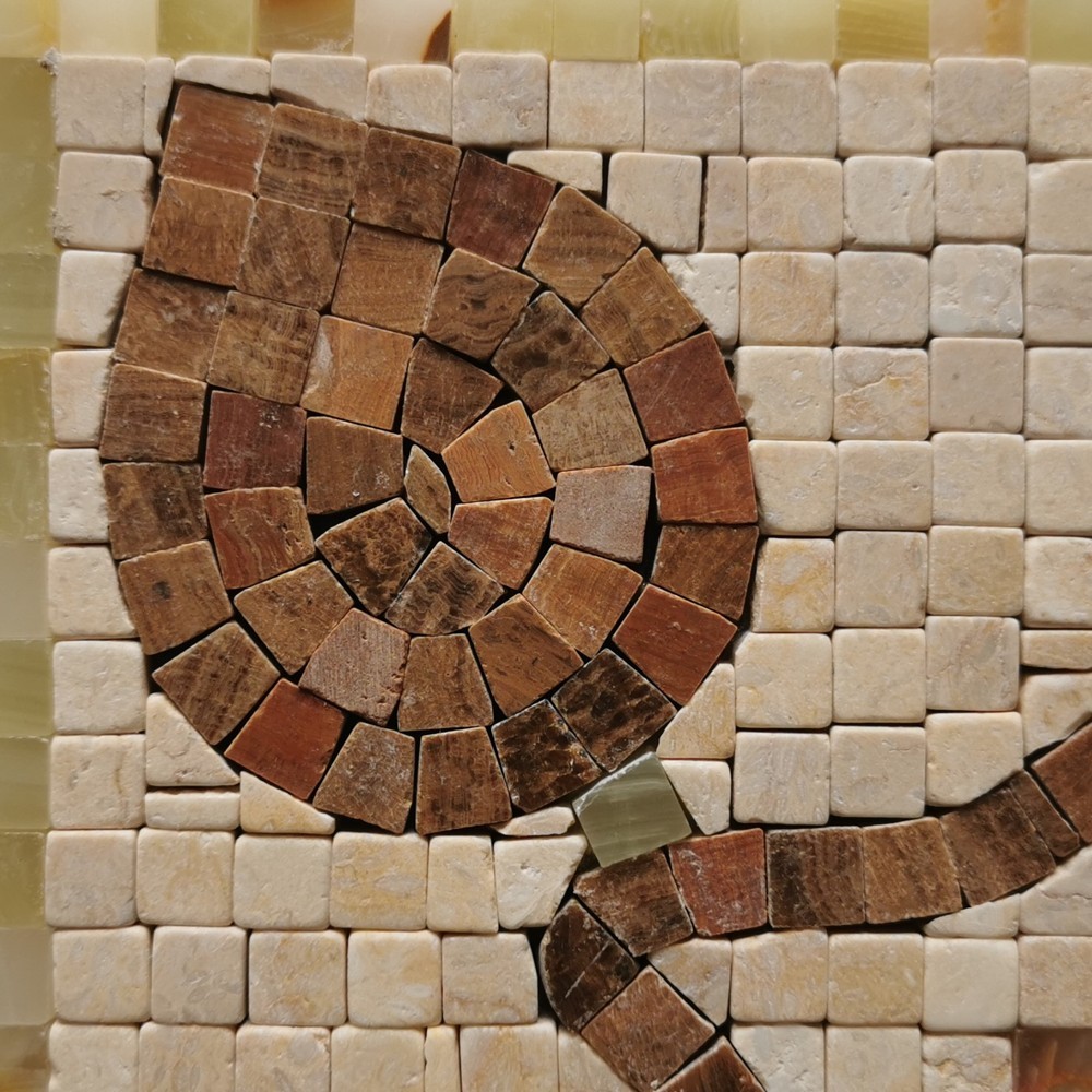 B0044CPT Marble Mosaic Border Accent Tile Bud Yellow Wooden 4.7×4.7 Polished