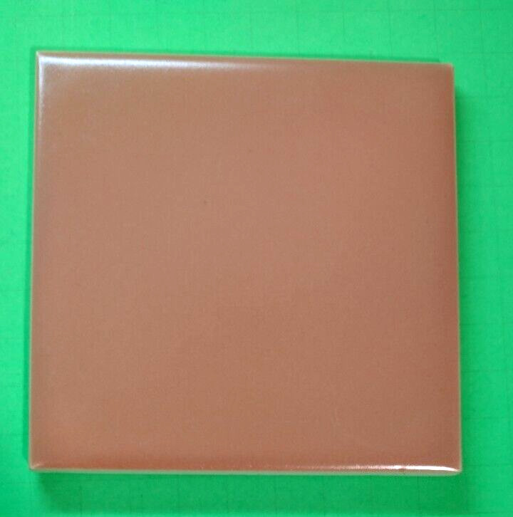 1 Wall Tile Mosaic USA 4-3/8″ Square Semi Gloss Coral Pink Ceramic 1950s Vintage