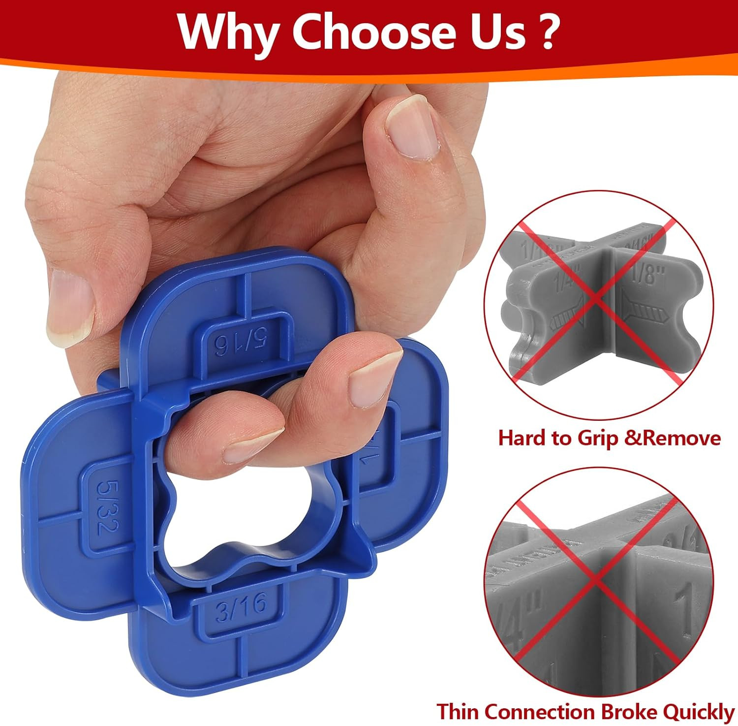 12 Packs 4-In-1 Multi-Size Deck Spacers Tool (5/32″, 3/16″, 1/4″, 5/16″) for Com