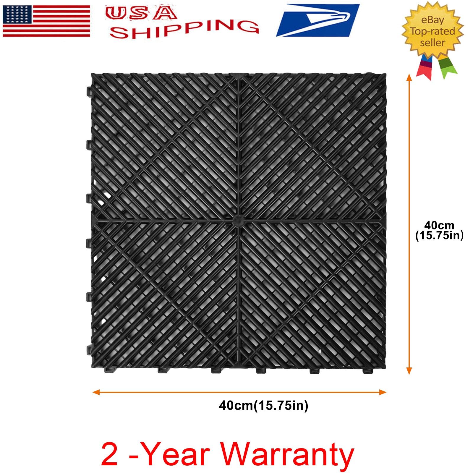 50Pcs Garage Floor Tiles Interlocking PVC 15.75”x15.75” Vented Water Drainage