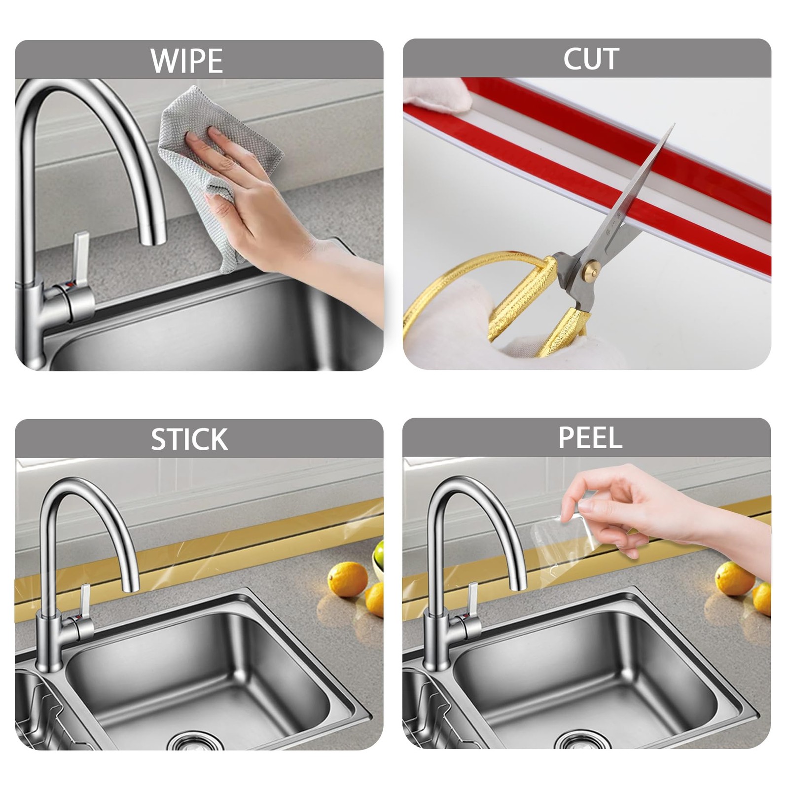 Gold Peel And Stick 16.4 ft x 1.6 Inch Wall Moulding Frames For Kitchen Bathroom