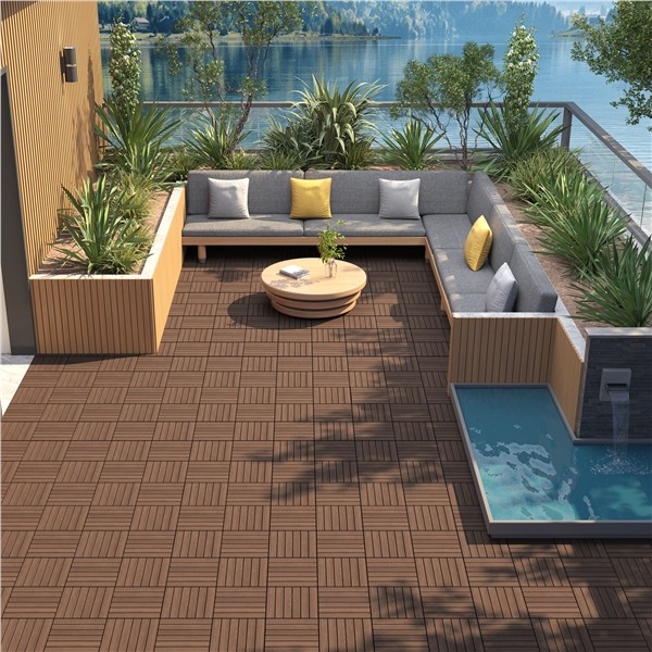 27pcs Wooden Patio Tiles Interlocking Flooring Deck Tile Outdoor Pathway 12×12”