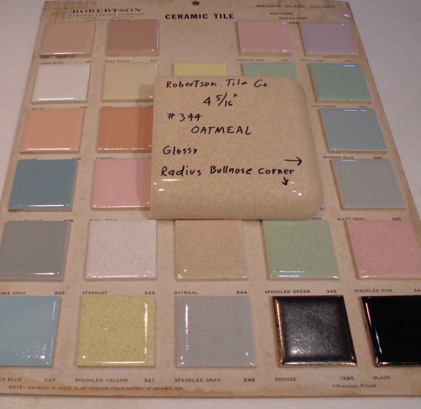 1 pc. Corner Bullnose: Oatmeal-Buckwheat Ceramic Tile Robertson 4-5/16″ Mudd Cap