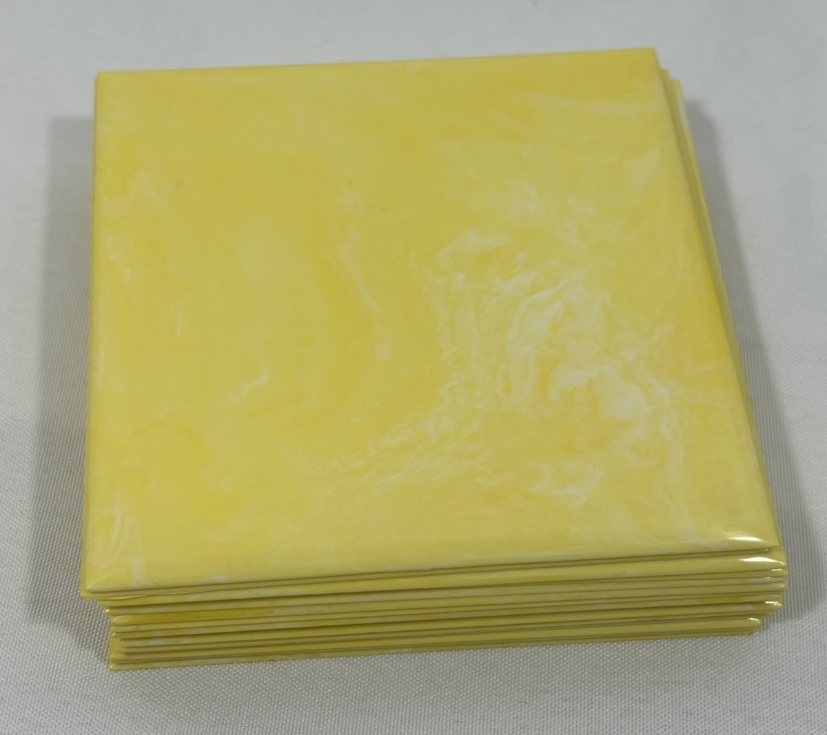 5 Vintage Yellow Marble Plastic Polystyrene Wall Tiles 4.25″x4.25″