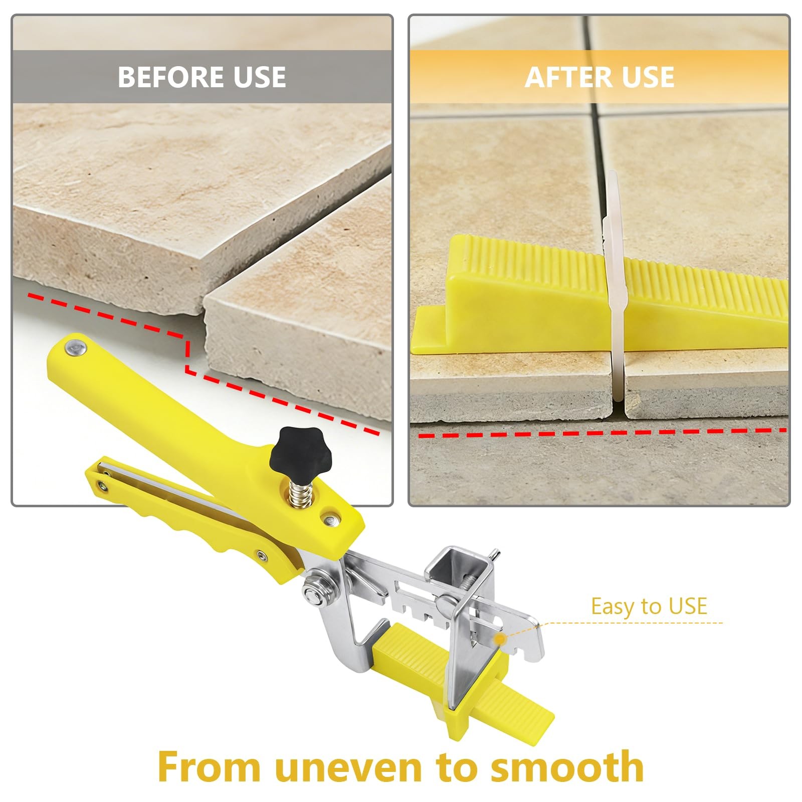 Tile Leveling System Kit with Tile Plier, 300pc Leveling Clips & 100pc Reusab…