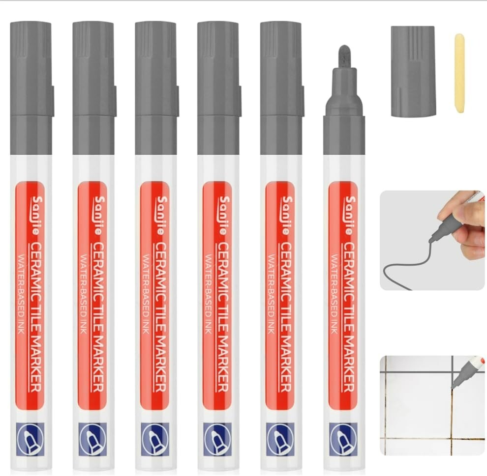 6 Pcs Grout Pen Tile Paint Marker: Waterproof Tile Grout Colorant and Seale