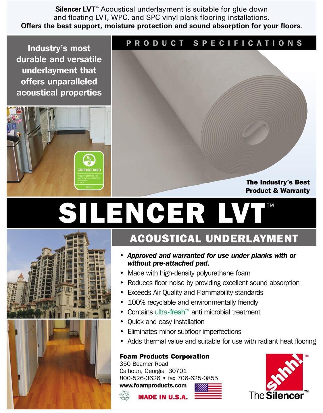Silencer LVT Vinyl / Hybrid Resilient Floor Underlayment 100 sqft Roll
