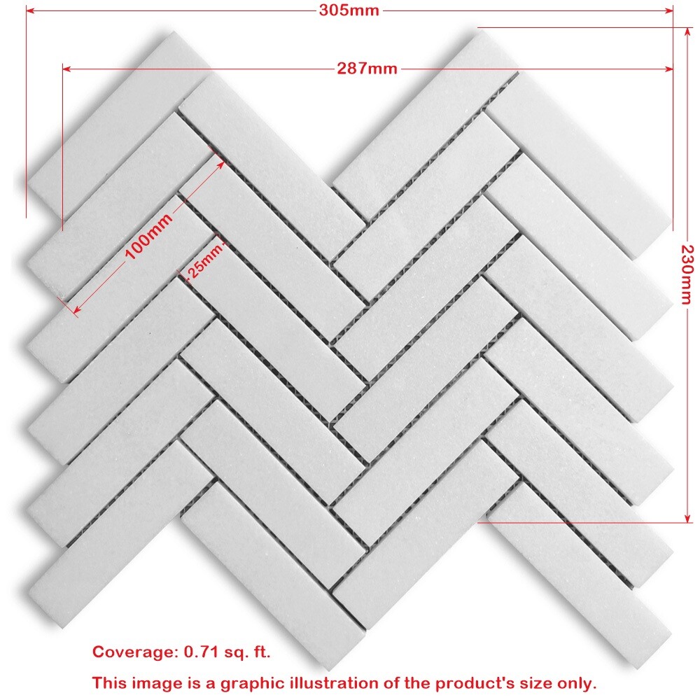 C7FXH Carrara White 1×4 Herringbone Marble Mosaic Tile Honed Venato Bianco