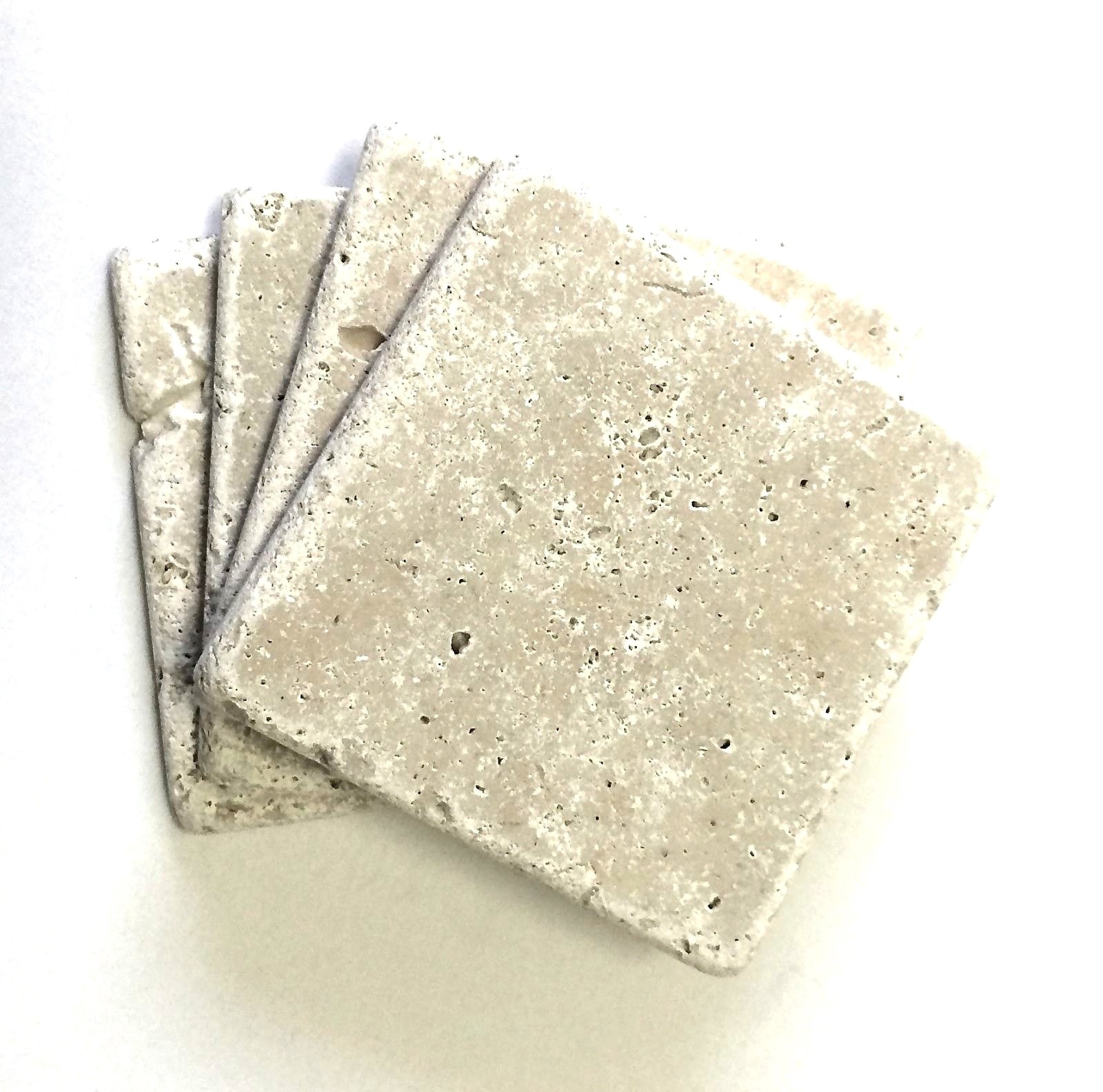 Light 4×4 Tumbled Antiqued Travertine Tile Backsplash Wall (Sold per piece)