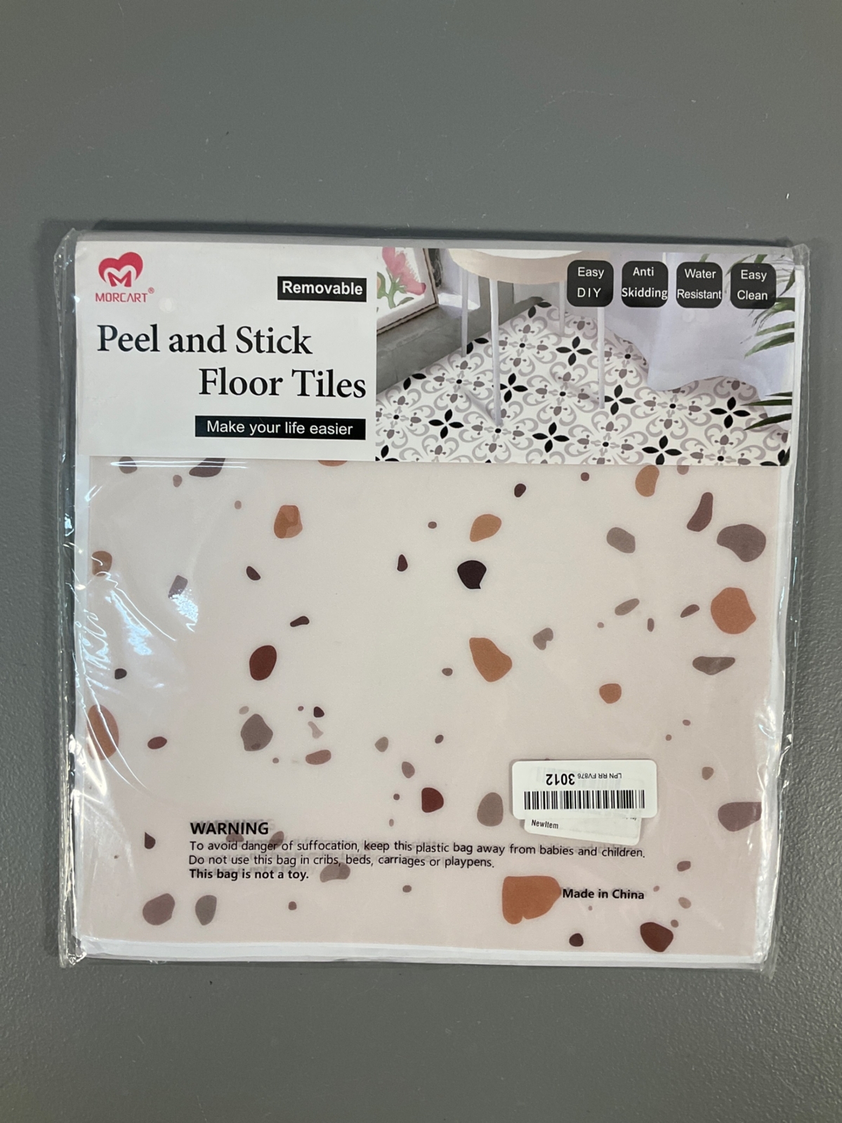 Peel & Stick Floor Tiles Stickers Flooring 12×12 inches 10 Pack (12×12 Inches, O