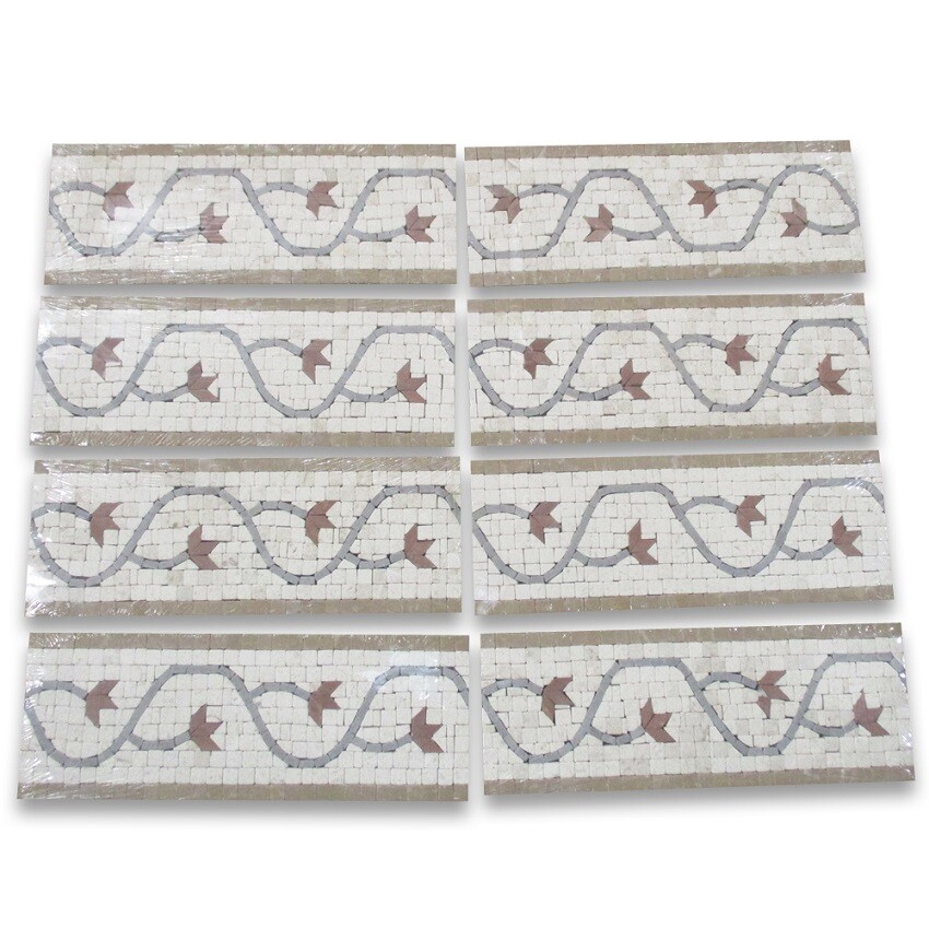 B4102T Marble Mosaic Border Listello Accent Insert Tile Edera 4×11 Tumbled