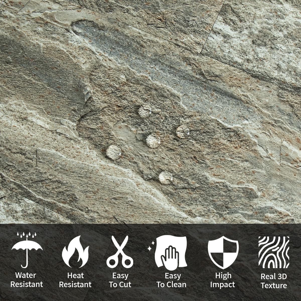 20-Piece Apache Brown Rock Peel and Stick Backsplash Wall Tiles, 6″ x 12″ PVC…