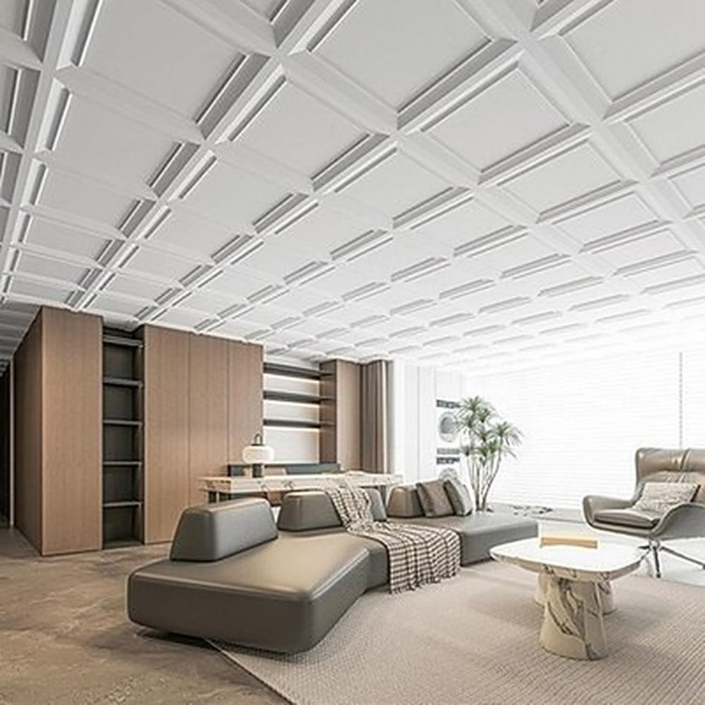 Art3dwallpanels 24×24 Drop Ceiling Tiles PVC White 24 Pack Fire Rated #R024