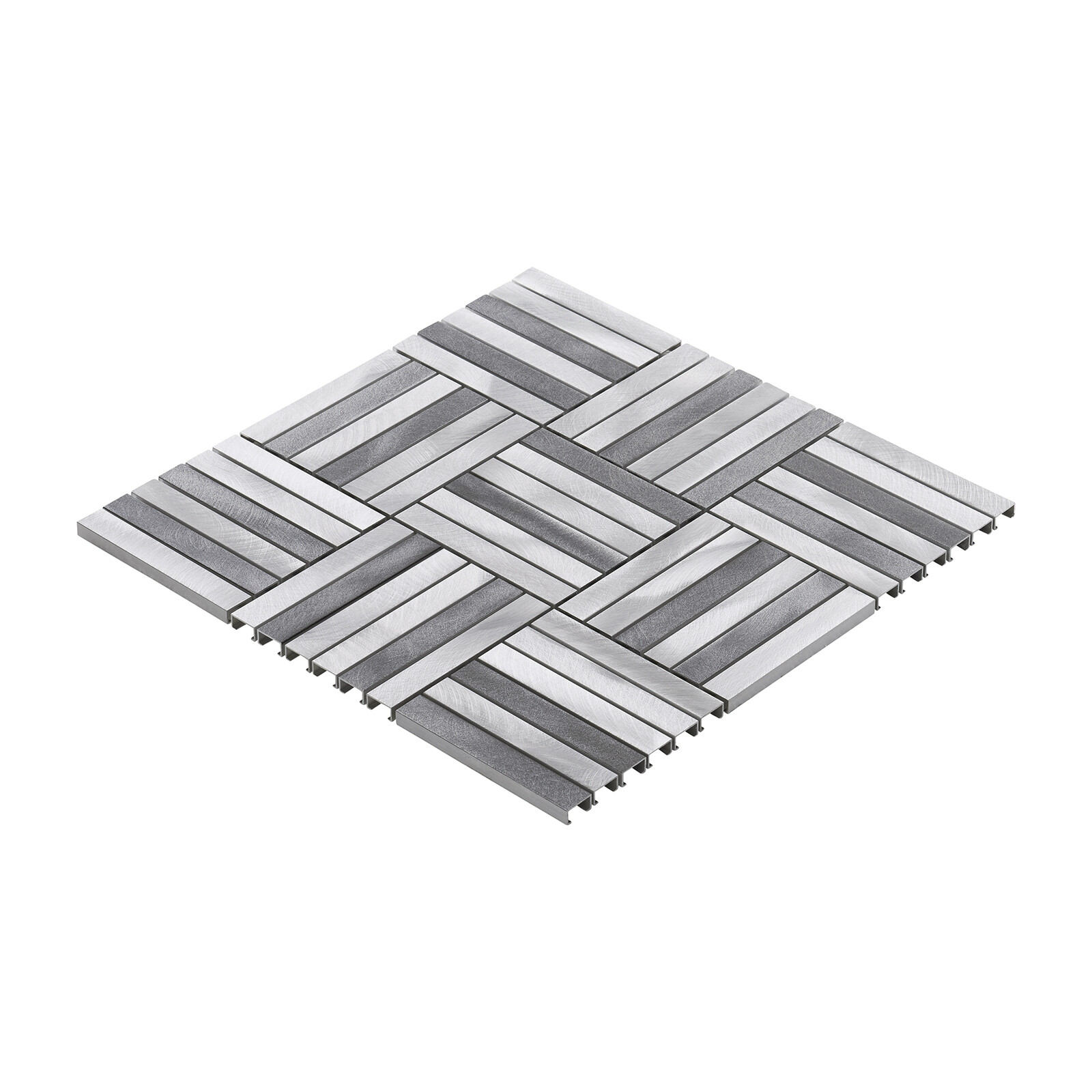 Gray Aluminum Metallic Basketweave Parquet Mosaic Tile Kitchen Wall Backsplash