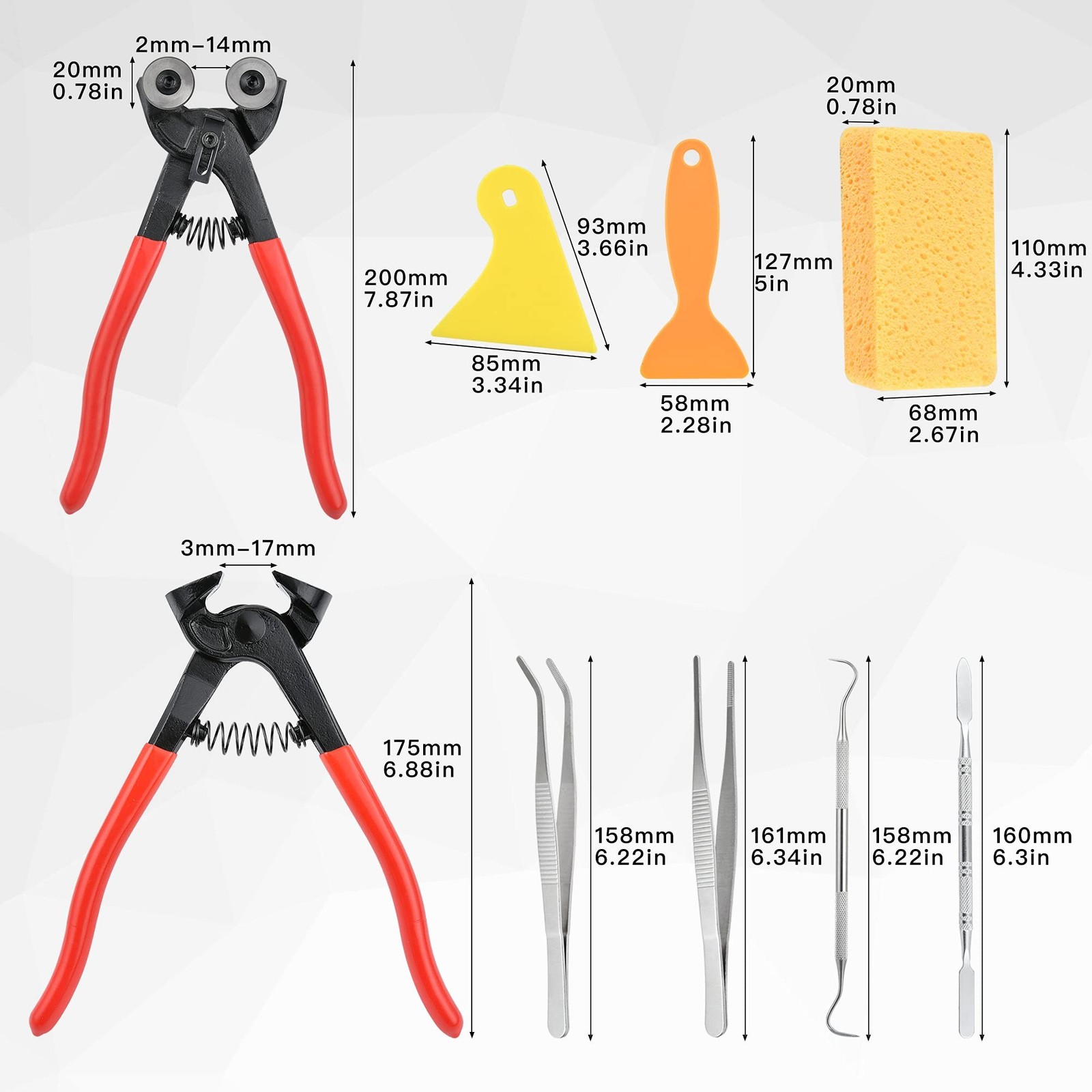 19 Pcs Mosaic Tools Kit, Heavy Duty Glass Mosaic Cut Nippers and Tile Nippers…