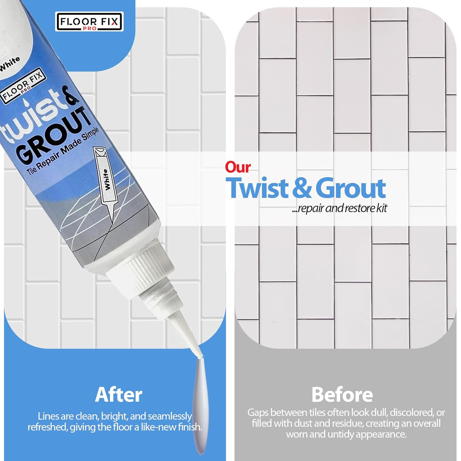 Floor-Fix Pro Repair Kit – Premixed Waterproof Grout Repair & Grout Paint Pe…