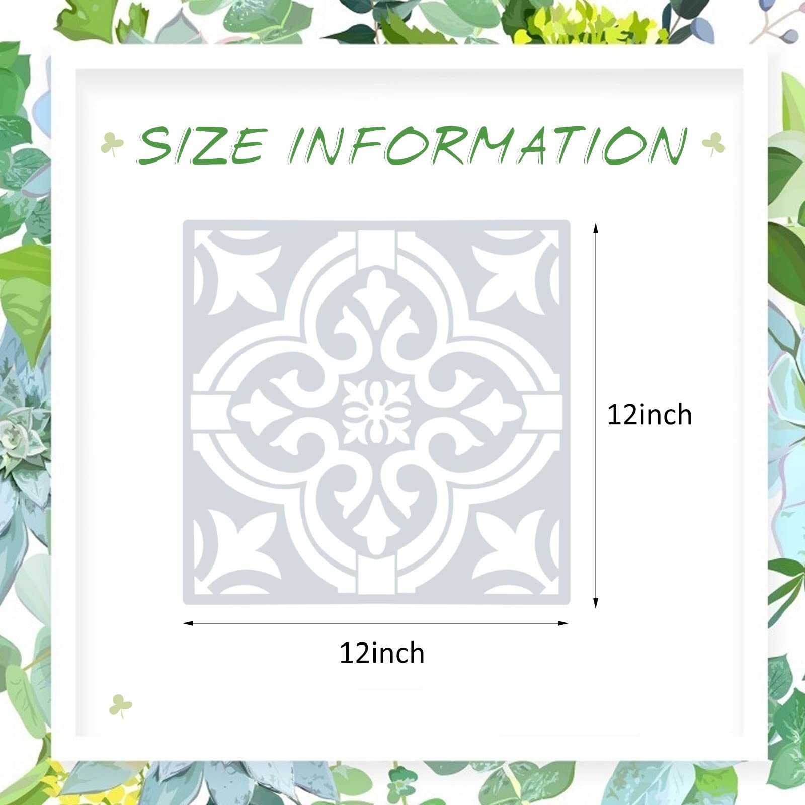 Mandala 6 Pieces Reusable Tile Stencil 12 x 12 Inches Wall Templates Tile Patter