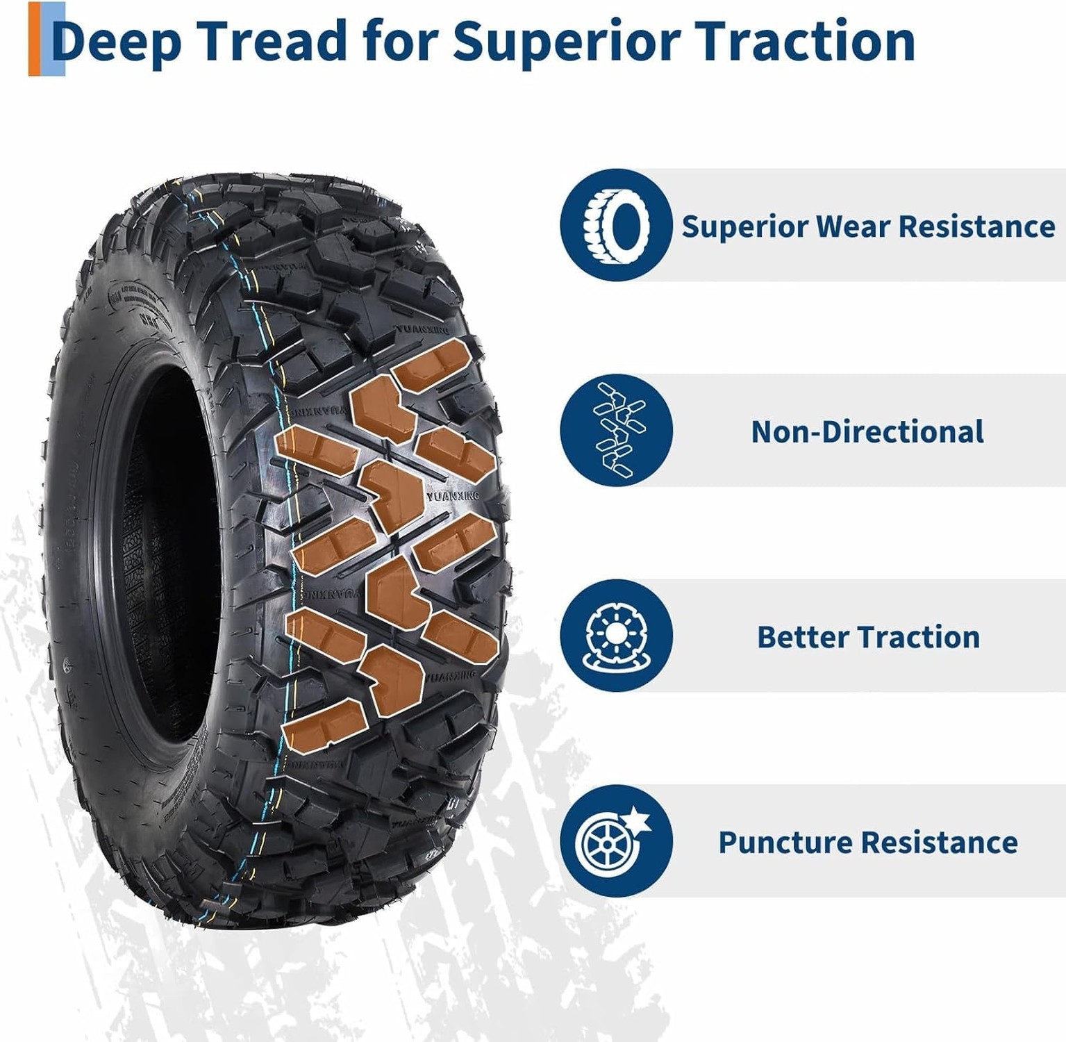 27×11-12 ATV UTV Tires, 27x11x12 All-Terrain Tubeless Tires, 6PR Heavy Duty f…
