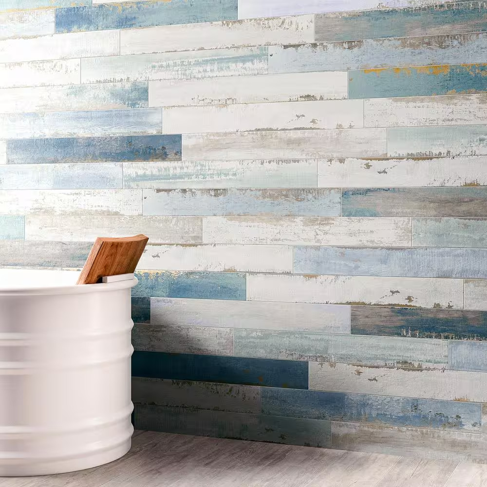 Cypress Multi-Color 4 In. X 32 In. X 9 Mm Matte Wood Look Ceramic Wall Tile (12-