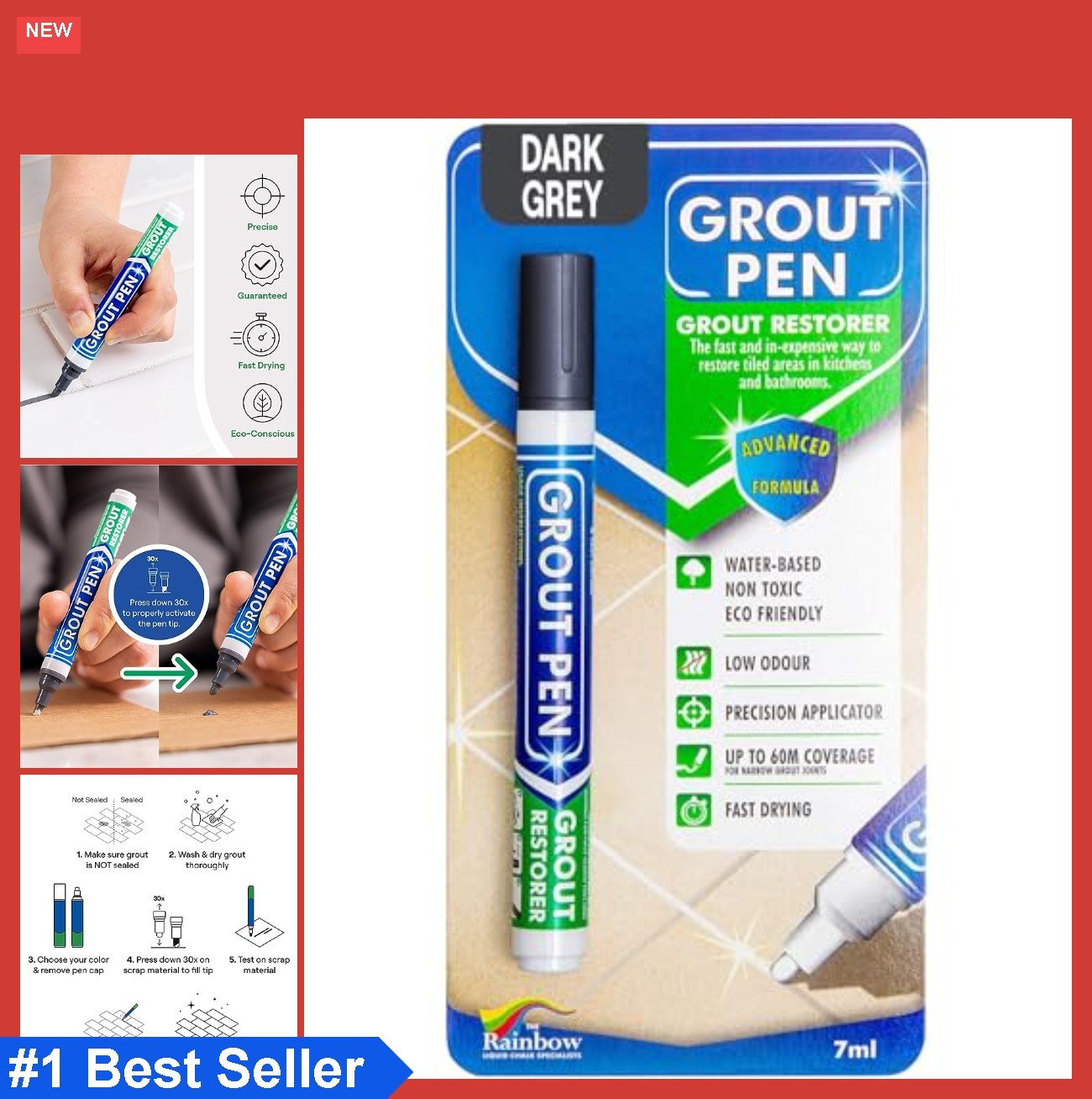 Grout Pen Dark Grey 5mm Tile Grout Paint Marker Restorer Waterproof Colorant