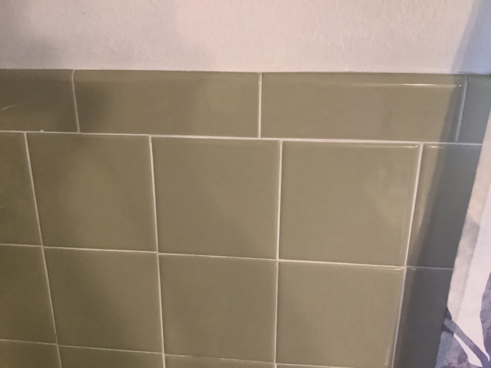 Ceramic Tile ‘Avocado-Green’ 4-5/8” Glossy (1) by Crown Tile Co.; Cleaned Used