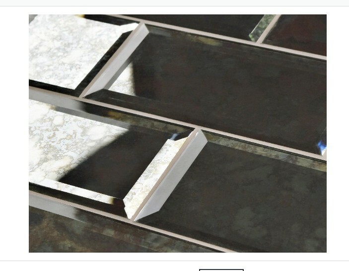 8 SomerTile Lustre Beveled Antique Mirror 3 x 6 (5-7/8 x 2-7/8) Subway Wall Tile