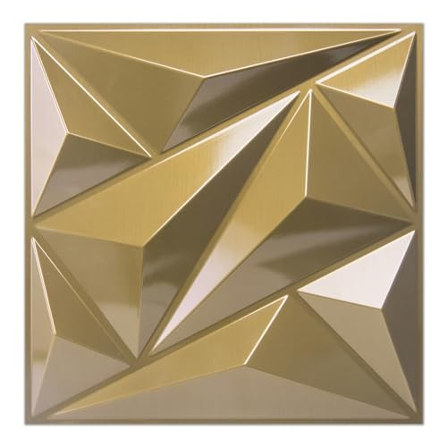 3D Wall Panel Diamond for Interior Wall Décor, PVC Textured 33 Pack 33 Golden