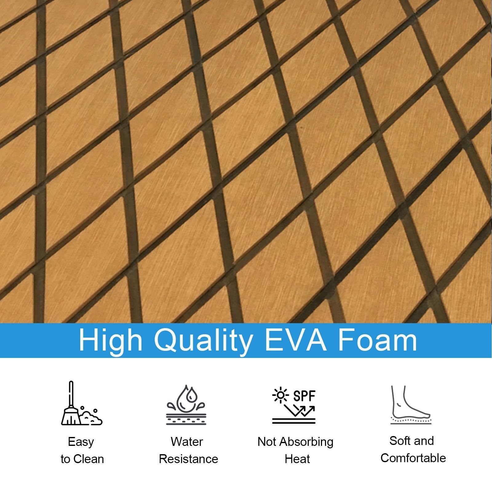 Boat Flooring Mat EVA Foam Boat Decking Marine Carpet Faux Teak Sea Decking S…