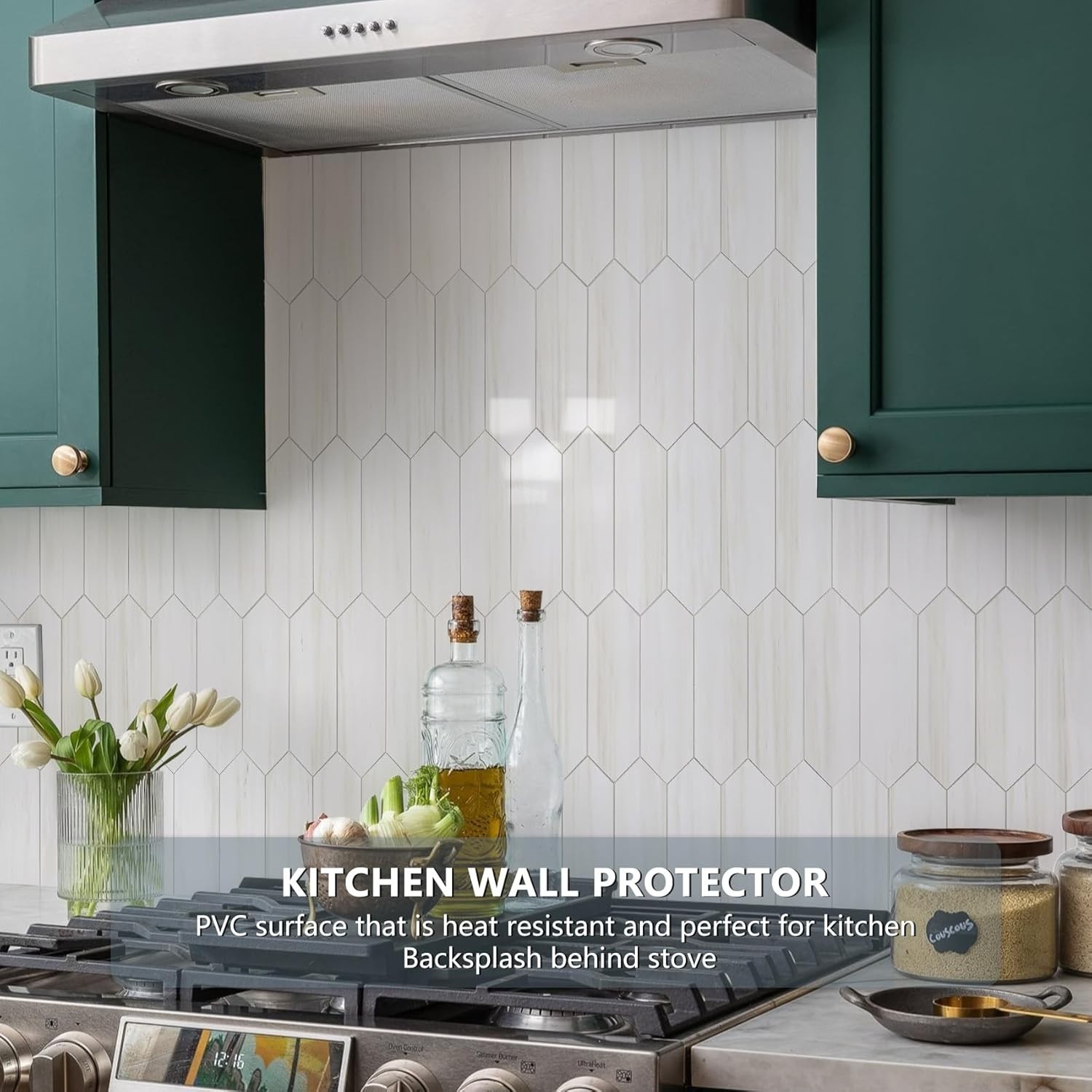 Glossy White Hexagon Backsplash Tile Peel and Stick Wall Tiles for Kitchen Ba…