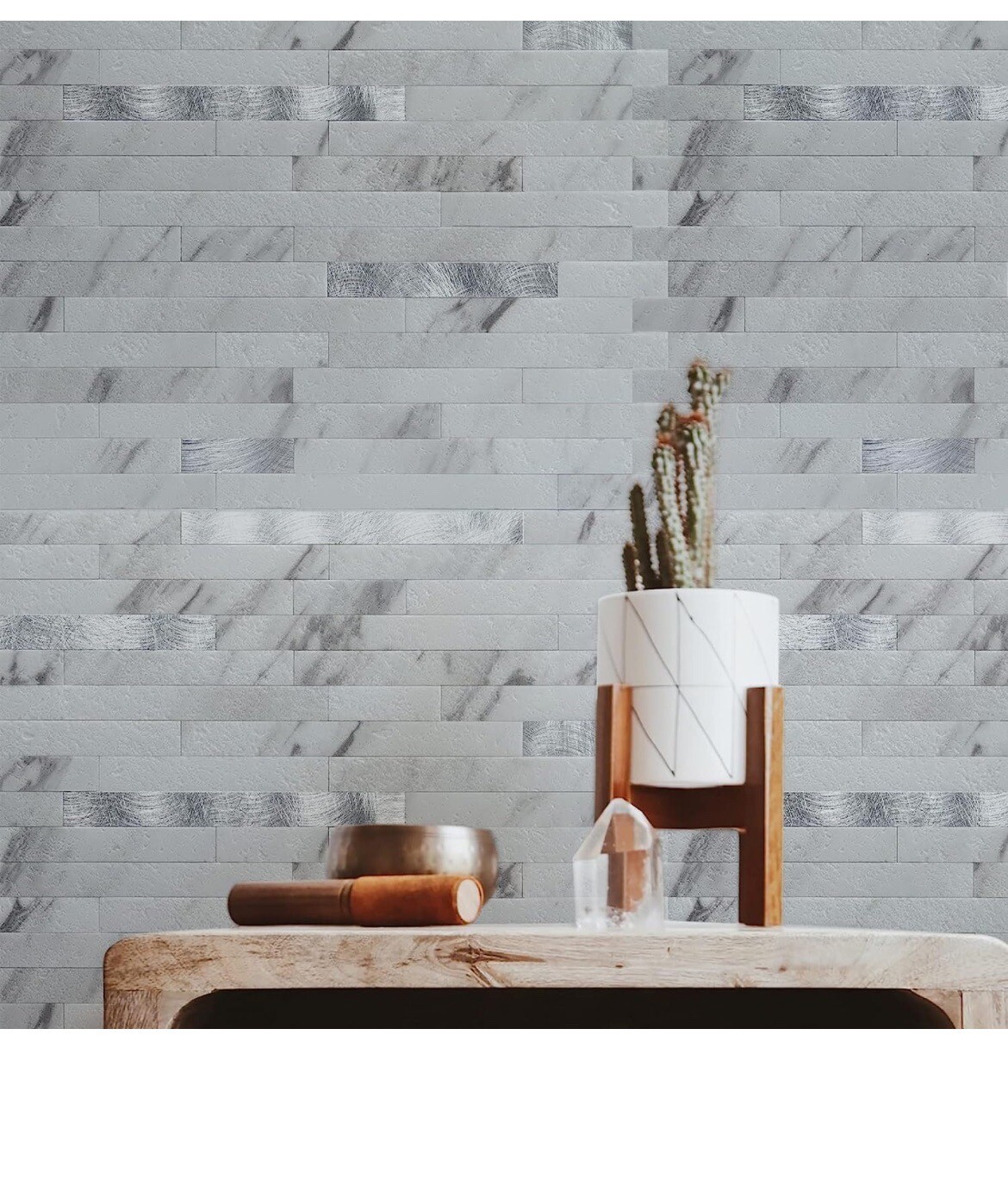 Dicofun Peel & Stick Backsplash Gray Metal Look DIY STRONG ADHESIVE Fast Ship