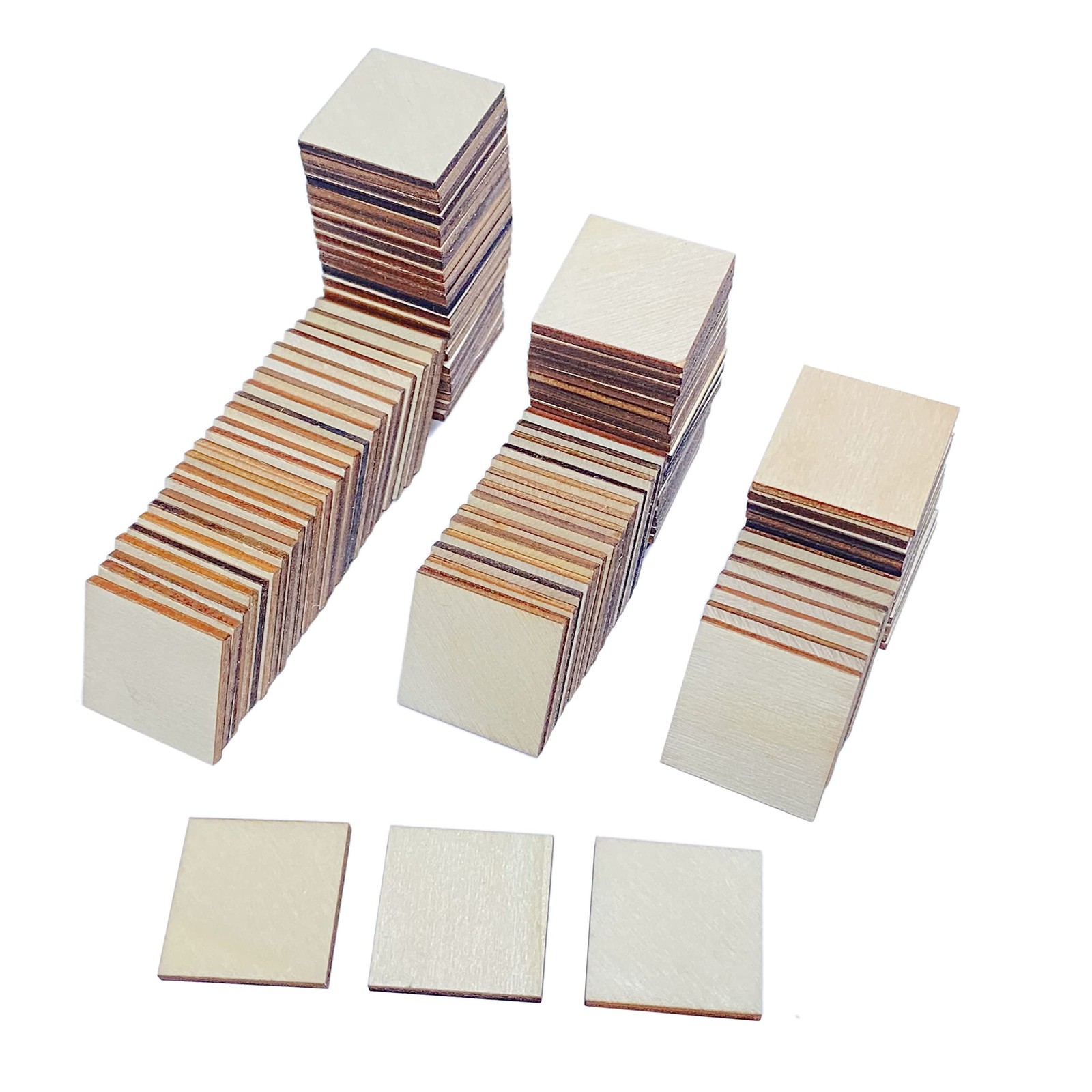 1 Inch 480 Pcs Wood Square Tiles Unfinished Wooden Cutouts 1×1 in, light wood