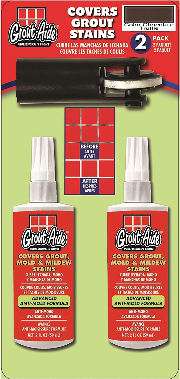Lot of 5, Grout-Aide 2 oz Bottle Fiber Nib & Wheel Applicator, Chocolate Truffle