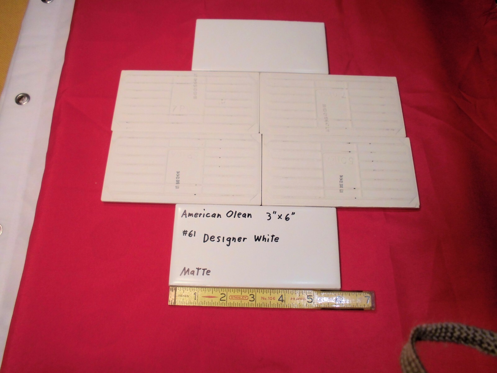 6 pieces: #61 Designer White: Matte Ceramic Subway Tiles by American Olean, NEW