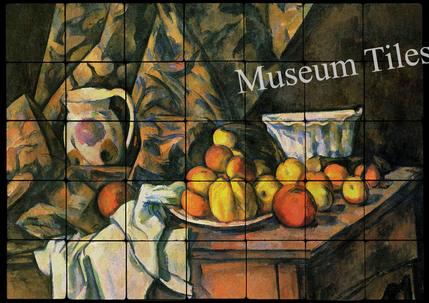28×20 Cézanne Apples and Peaches Art Tiles for Kitchen